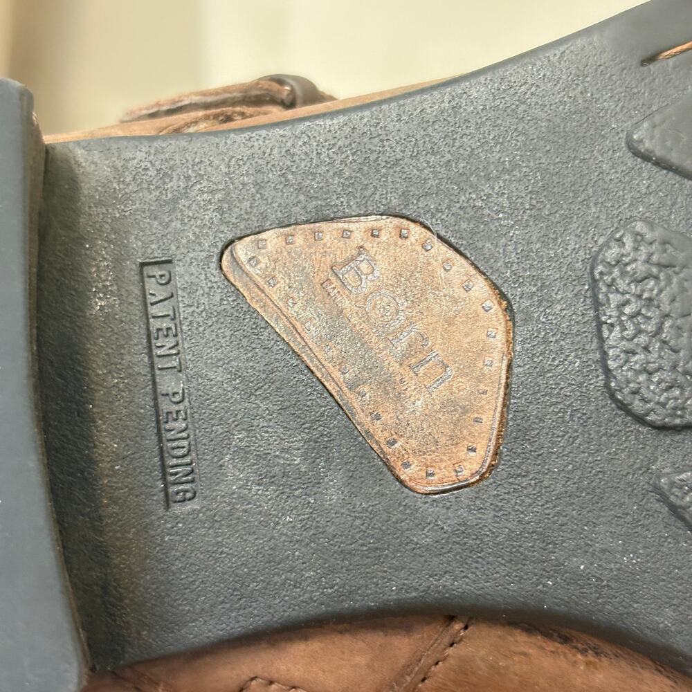 Born Raisa Ankle Boots Tobacco Brown Leather Block Heel Side Zip Boots Size US 9 - Picture 10 of 11